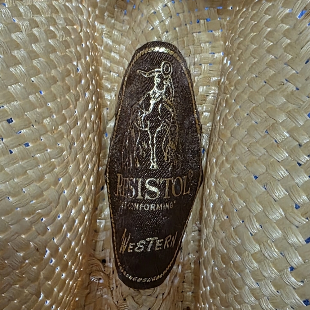Resistol Classic Straw Long Oval Cowboy Hat Sz 7 - Picture 6 of 13